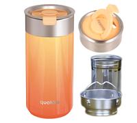 Quokka Termo Acero Inoxidable Aplicot Orange 400ML Vaso Café Térmico 17 X 8 Cm Libre de BPA con Infusor