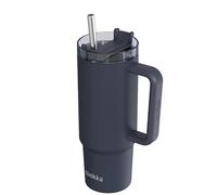 Quokka Vaso Stream Black 950ml - Tapa Multifunción con Pajita - Doble Pared Aislante - Acero Inoxidable Reutilizable