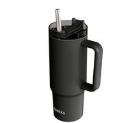 Quokka Vaso Stream Black 950ml - Tapa Multifunción con Pajita - Doble Pared Aislante - Acero Inoxidable Reutilizable