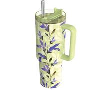 Quokka Vaso Térmico de 1200 ml con Pajita con Diseño Floral Matcha, Verde