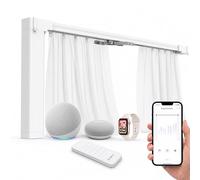 Quoya QL600 Smart Electric Curtain Track, motor motorizado, longitud de pista ajustable, compatible con Alexa, Google, Siri, Apple Watch (QL600, hasta 7 metros)