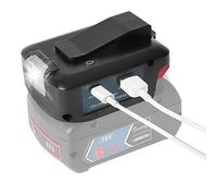 QUPERR Adaptador USB para batería Bosch Professional de 18 V, con dos puertos USB, conector DC 12 V 3 A, luz de trabajo LED y clip para cinturón (batería no incluida)