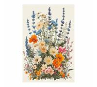 QUSAAOU Mural De Paisaje Natural Racimo flores silvestres botánico vintage base crema! Representar Paisajes Naturales Adecuado Decorar Estar Dormitorios Comedores Oficinas Pasillos-60x90cm Sin marco