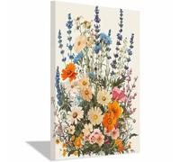 QUSAAOU Mural De Paisaje Natural Racimo flores silvestres botánico vintage base crema! Representar Paisajes Naturales Adecuado Decorar Estar Dormitorios Comedores Oficinas Pasillos-40x60cm Enmarcado