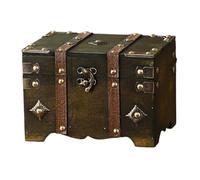 Qusinfc Caja de almacenamiento con cerradura de estilo antiguo con código de combinación seguro, baúl de madera de gran capacidad para joyas, coleccionables, madera, metal, baúl de almacenamiento