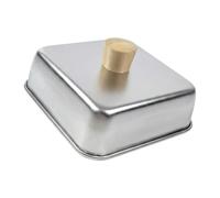 Qusinfc Cubierta de acero inoxidable para sartén, cubierta de metal para asar a la parrilla, cúpula de fusión de queso con práctico mango de madera inoxidable
