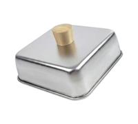 Qusinfc Cubierta de acero inoxidable para sartén, cubierta de metal para asar a la parrilla, cúpula de fusión de queso con práctico mango de madera inoxidable