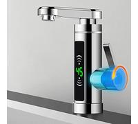 Qussse Grifo eléctrico de 3 kW, grifo de agua caliente instantáneo con indicador de temperatura para baños, inodoros y cocinas