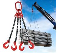 QUSYZD Eslinga de Cadena de 4 Patas de Alta Resistencia con Ganchos, Capacidad de 2T a 28T para Movimiento de Equipos Pesados, 4409 lbs, 3.3 pies - Solución de elevación,24251 Lbs (11 T)-4.9ft(1.5m)