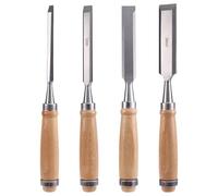 Qutsvosh Juego de 4 cinceles de madera de acero al cromo vanadio para tallar madera, herramientas de carpintería para carpintero de 6/12/18/24 mm