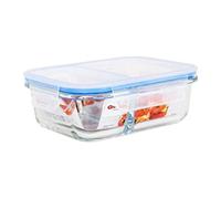 Quttin 104725 Fiambrera Hermética 2 Compartimentos Rectangular Cristal, Multicolor, Talla única