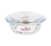Quttin Cacerola de vidrio 63092 – Redonda con tapa y asas, apta para horno y microondas, 1,1 l