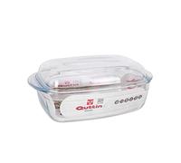 Quttin - Cacerola de Vidrio Rectangular con Tapa 3L+1.5L - Versátil y Duradera, Diseño Elegante, Apta para Lavavajillas