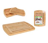 ZYLX SHOPPING - Bandeja para Cortar Pan de Bambú | Tabla con Ranuras y Recogemigas 36×25×1,8 cm