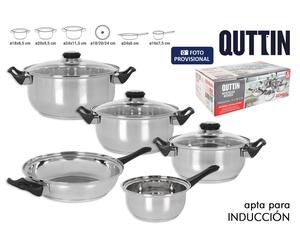 Quttin Batería de cocina 8 piezas Genova acero inducción