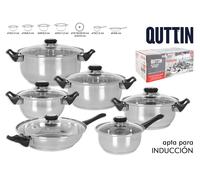 Quttin Batería de Cocina Genova 12 Piezas de Acero para Inducción
