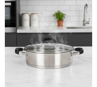 Quttin - Cacerola Baja para Inducción 24cm/0.8mm/2.2L, Colección Heleom - Acero Inoxidable, Alta Durabilidad - Compatible con Todas las Cocinas