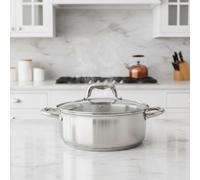 Quttin | Cacerola Profesional New Caesar de Inducción para Cocina y Horno | Cacerola Grande de Acero Inoxidable Antiadherente con Tapa de Cristal y Asas | 24 cm/4 L | Apta para Todo Tipo de Cocinas