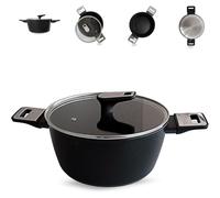 QUTTIN - Cacerola Antiadherente de Inducción Titan Con Tapa Vidrio y Asas. Olla para Todo Tipo de Cocinas. Aluminio Recubierto Con Pfluon Doble Capa. Resistente Duradera Calidad. Cazuela 20 Cm | Amyst