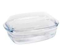 Quttin - Cacerola de Vidrio Rectangular con Tapa 3L+1.5L - Versátil y Duradera, Diseño Elegante, Apta para Lavavajillas