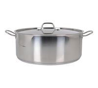 Quttin - Cacerola Hotel 36CM Acero Inoxidable con Tapa, Apta Inducción - Alta Durabilidad y Resistencia - Diseño Ergonómico Compatible con Todas las Cocinas
