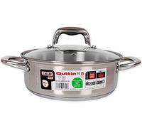 Quttin | Cacerola Profesional New Caesar de Inducción para Cocina y Horno | Cacerola Grande de Acero Inoxidable Antiadherente con Tapa de Cristal y Asas 22 cm/3 L | Apta para Todo Tipo de Cocinas