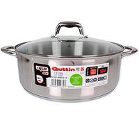 Quttin | Cacerola Profesional New Caesar de Inducción para Cocina y Horno | Cacerola Grande de Acero Inoxidable Antiadherente con Tapa de Cristal y Asas | 32 cm/10 L | Apta para Todo Tipo de Cocinas