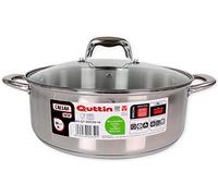 Quttin | Cacerola Profesional New Caesar de Inducción para Cocina y Horno | Cacerola Grande de Acero Inoxidable Antiadherente con Tapa de Cristal y Asas | 30 cm/8 L | Apta para Todo Tipo de Cocinas