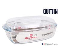 Quttin Cacerola Vidrio Rectangular con Tapa 4.4L+2.3L