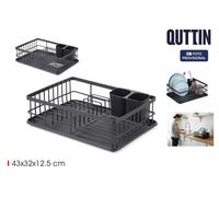 Quttin Escurreplatos de Metal con Bandeja Negro