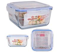 Quttin Fiambrera cuadrada hermética de borosilicato 20 x 20 cm 2.2 L (4 unidades) sin BPA