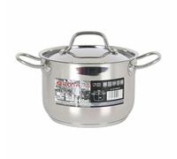 Quttin Hotel - Olla Profesional Induccion, Cocina y Horno, Tamaño Pequeño, Acero Inoxidable Antiadherente, Tapa Cristal y Asas, Diametro 24 cm 6.5 litros