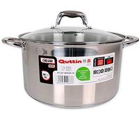 Quttin New Caesar - Olla Profesional Induccion, Cocina y Horno, Cacerola Grande, Acero Inoxidable Antiadherente, Tapa Cristal y Asas, 28 cm/7 L
