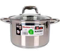 Quttin New Caesar - Olla Profesional Induccion, Cocina y Horno, Cacerola Mediana, Acero Inoxidable Antiadherente, Tapa Cristal y Asas, 22 cm/3 L