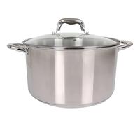 Quttin New Caesar - Olla Profesional Induccion, Cocina y Horno, Cacerola Grande, Acero Inoxidable Antiadherente, Tapa Cristal y Asas, 28 cm/7 L
