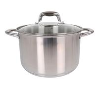 Quttin New Caesar - Olla Profesional Induccion, Cocina y Horno, Cacerola Mediana, Acero Inoxidable Antiadherente, Tapa Cristal y Asas, 24 cm/4 L