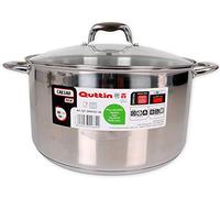 Quttin | Olla Profesional New Caesar de Inducción para Cocina y Horno | Cacerola Grande de Acero Inoxidable Antiadherente con Tapa de Cristal y Asas 32 cm/7 L | Apta para Todo Tipo de Cocinas