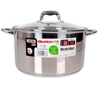 Quttin | Olla Profesional New Caesar de Inducción para Cocina y Horno | Cacerola Grande de Acero Inoxidable Antiadherente con Tapa de Cristal y Asas 30 cm/8 L Apta para Todo Tipo de Cocinas