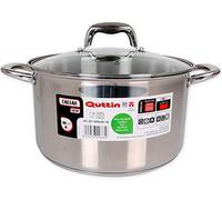 Quttin | Olla Profesional New Caesar de Inducción para Cocina y Horno | Cacerola Grande de Acero Inoxidable Antiadherente con Tapa de Cristal y Asas 26 cm/5 L | Apta para Todo Tipo de Cocinas
