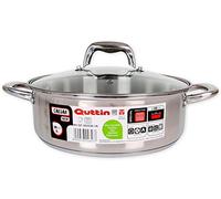Quttin | Olla Profesional New Caesar de Inducción para Cocina y Horno | Cacerola Pequeña de Acero Inoxidable Antiadherente con Tapa de Cristal y Asas 26 cm/5 L Apta para Todo Tipo de Cocinas