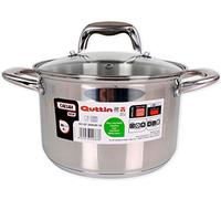 Quttin | Olla Profesional New Caesar de Inducción para Cocina y Horno - Cacerola Pequeña de Acero Inoxidable Antiadherente con Tapa de Cristal y Asas 20 cm/2,5 L Apta para Todo Tipo de Cocinas