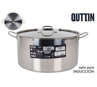Quttin Hotel - Olla Profesional Induccion, Cocina y Horno, Tamaño Extra Grande, Acero Inoxidable Antiadherente, Tapa Cristal y Asas, Diametro 38 cm 21.5 litros