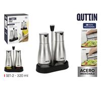 Quttin Set de 2 Aceiteras de Acero Inoxidable con Soporte
