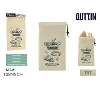 Quttin Set de 2 Bolsas para Pan Reutilizables de TNT 25x45 cm