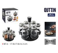 Quttin Set de 6 Especieros de Vidrio con Soporte