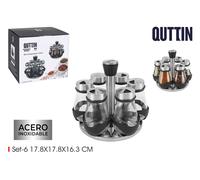 Quttin Set de 6 Especieros de Vidrio con Soporte