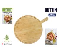 Quttin Tabla de Bambú para Pizza y Cortar 33cm de 43cmx1cm, Pack de 12 unidades