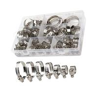 Quystetes 60 Piezas 8-38 mm Ajustables Abrazaderas Manguera Banda Roscada Acero Inoxidable Abrazaderas Manguera Combustible para AutomóViles Abrazadera Manguera con Clip Engranaje Sin Fin