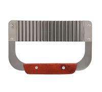 Quystetes Herramienta de Corte Arrugado de Acero Inoxidable Cortador de Patatas Fritas Rebanador de Zanahoria con Manejar de Madera Cuchillo de Corte Vegetal para Alimentos