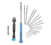 Quystetes Juego de Taladros Manuales de Tornillo de Banco de Precisión de 28 Piezas con Broca Helicoidal de Micro-Tipo de 0,5 A 3,0 mm, para Ensamblaje Electrónico y Fabricación de Modelos